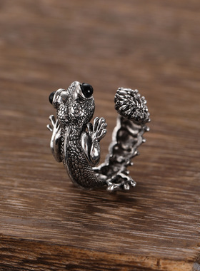 Women man punk Lizard Cute Animal Hip Hop Silver finger Ring