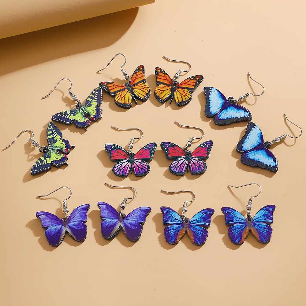 jewelry acrylic earrings sweet butterfly earring渐变蝴蝶耳环 - 图0