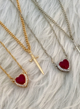 New One Arrow Heart Piercing Couple Pendant Love Necklace