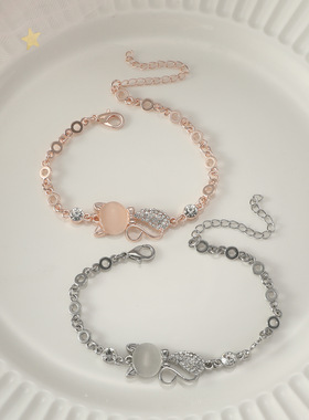 时尚设计精致猫咪手链闺蜜手镯女