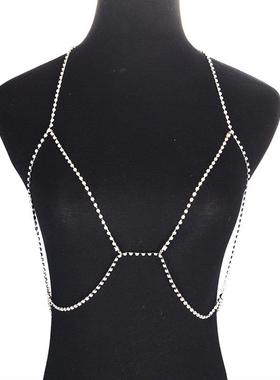 欧美项链水钻挂脖性感饰品身体链