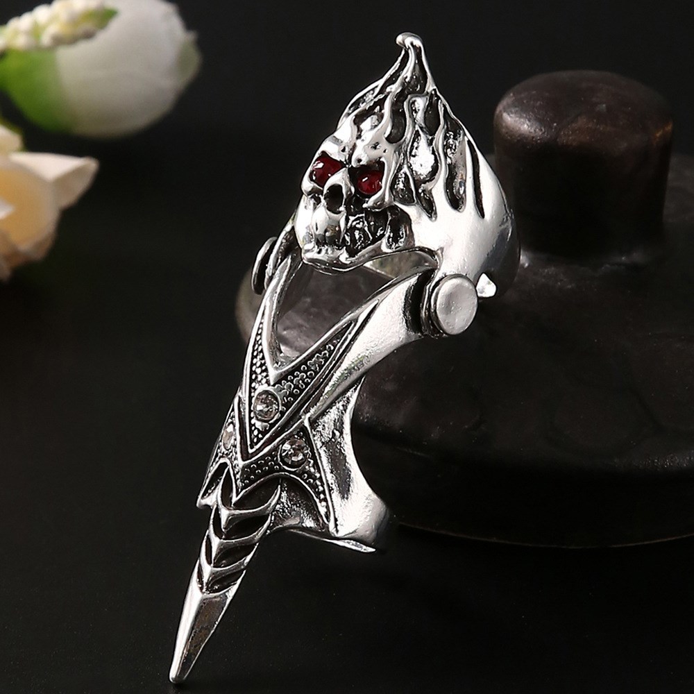 rock domineering joint bendable ring men's punk skull rings - 图1