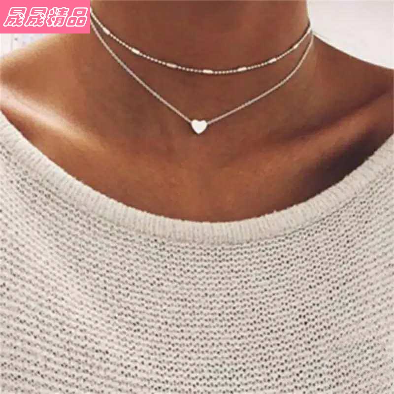 alloy multilayer necklace hip-hop girl clavicle chain choker - 图1