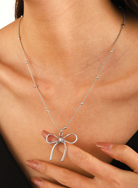 Cross border temperament metal bow necklace collarbone chain