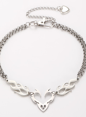 New retro flame totem necklace hip-hop heart pendant欧美项链