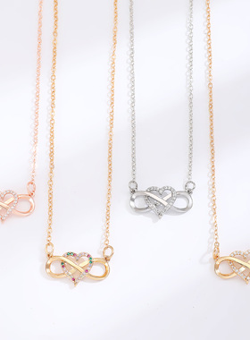 elegant fake diamonds Love luck pendant cold necklace women