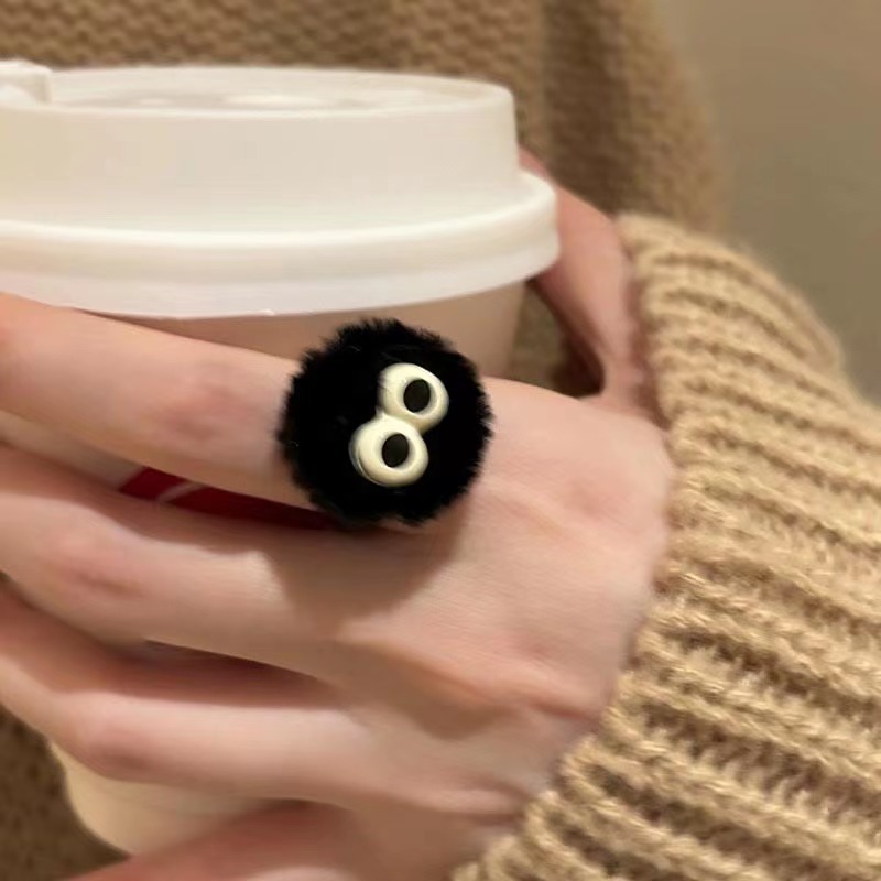 卡通毛绒戒指女cute plush ring women funny index finger rings - 图0