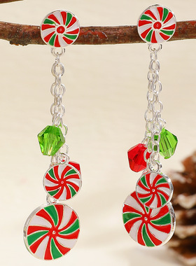 Christmas Bell Tree Snowflake Candy Earrings Female Earrings
