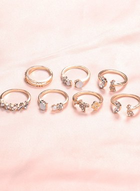 欧美波西米亚件套蝴蝶戒指