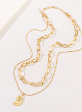 Summer shell starfish double-layer chain necklace animal项链