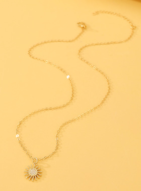 Vintage zircon inlaid necklace couple clavicle chain月亮项链