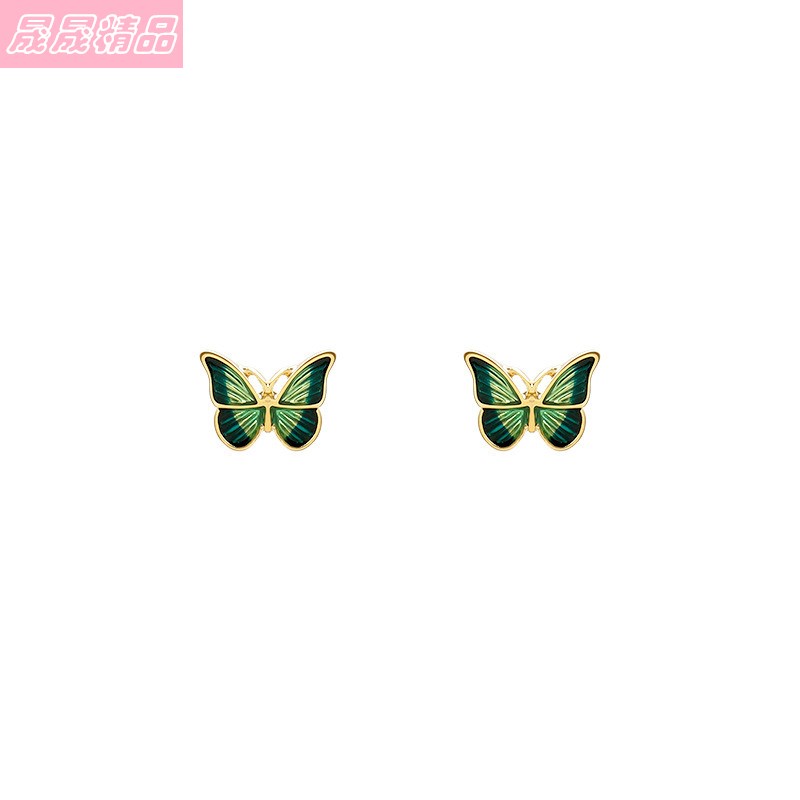 female temperament Vintage earrings Butterfly small stud - 图0