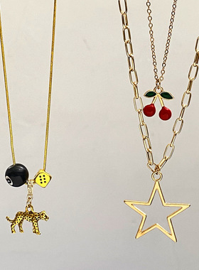 Cherry star leopard sieve pendant wear more women's necklace