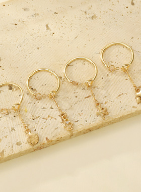 Women's chain adjustable rings simple band Joint ring链戒指