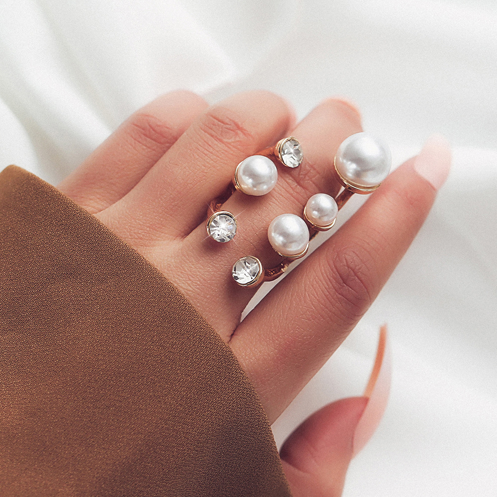 hyperbole large pearl opening rings index finger ring female - 图0