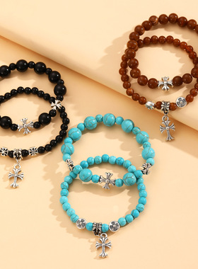 Temperament Cross Beaded Bracelet for Women女十字架串珠手链