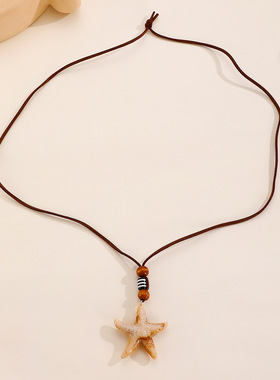 Popular short women's collarbone chain starfish necklace项链