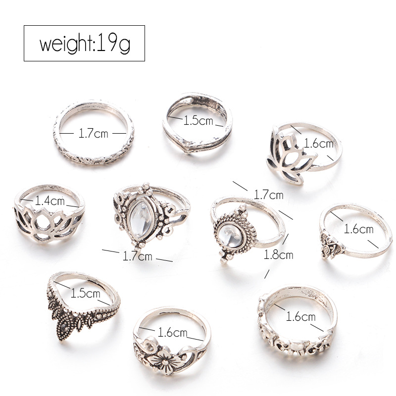 Retro exaggerated rings set joints ring combination 复古戒指 - 图2