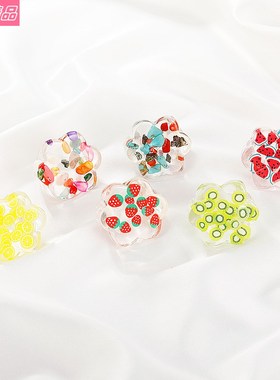 ins style new girl transparent Flower Acrylic resin ring戒指