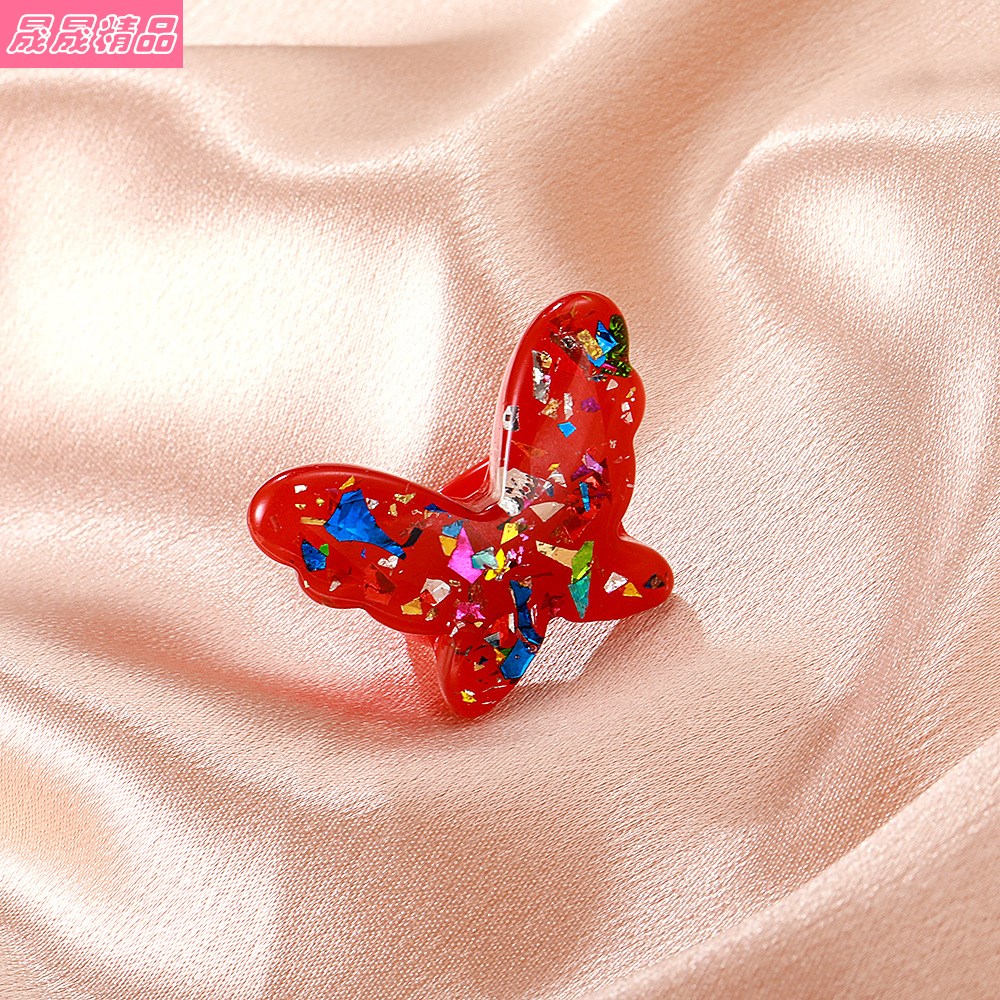 ins Style Acrylic fashion retro Punk butterfly resin rings - 图1