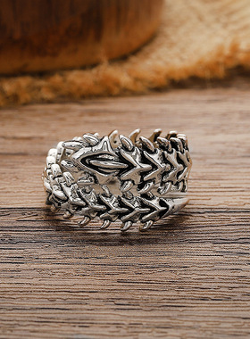 个性复古欧美朋克风脊骨骷髅戒指