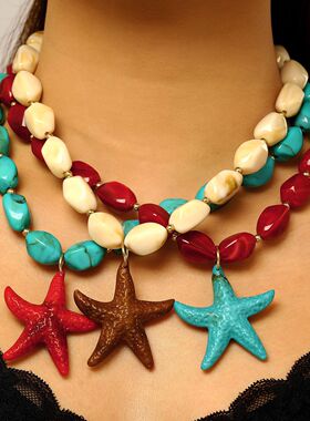 项链Dopamine colored resin heart-shaped necklace exaggerated