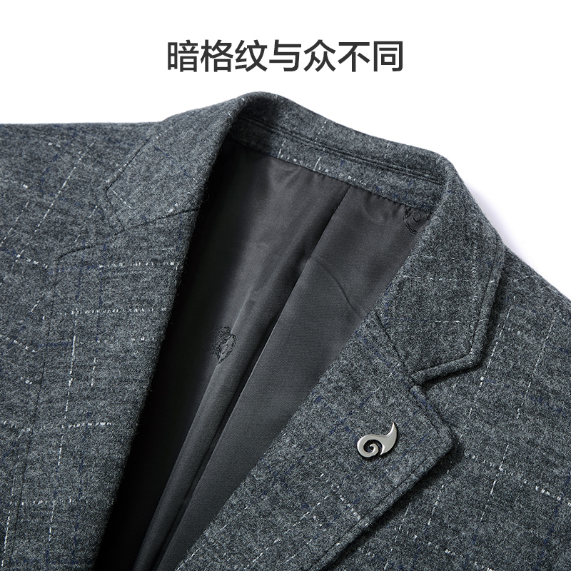 【30%羊毛】红豆西服男春秋商务绅士两粒扣暗纹正装西装外套