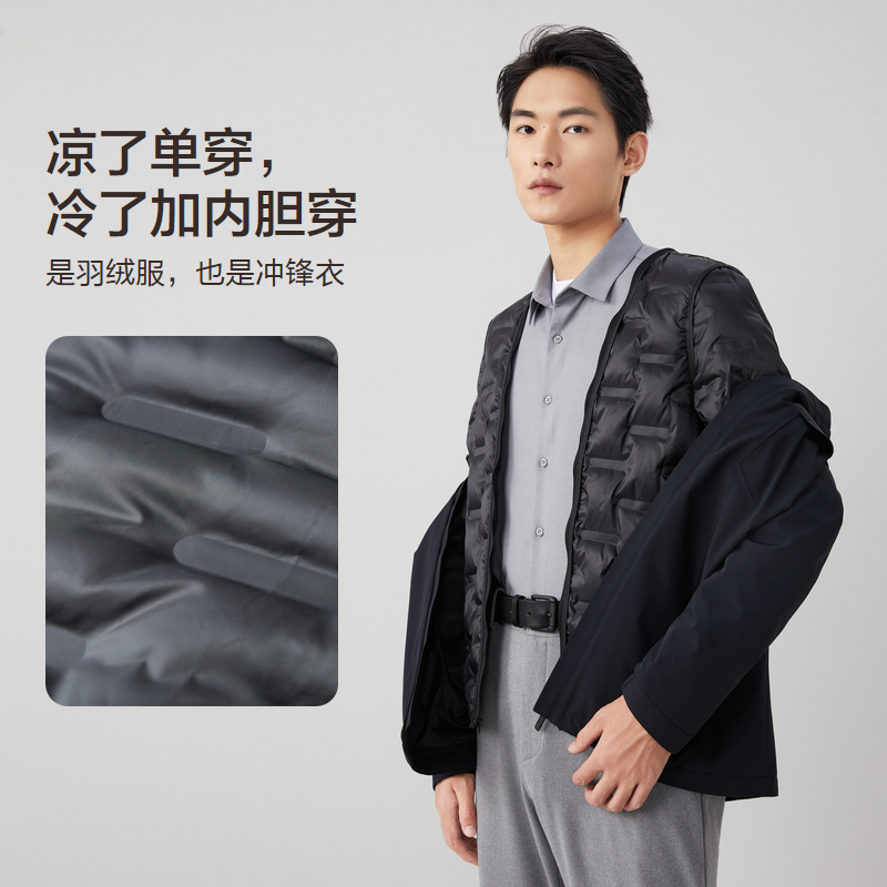 【一衣三穿】红豆羽绒服男冬季2023新款加绒男装外套冲锋衣