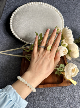 周处圆环戒指籽料青花