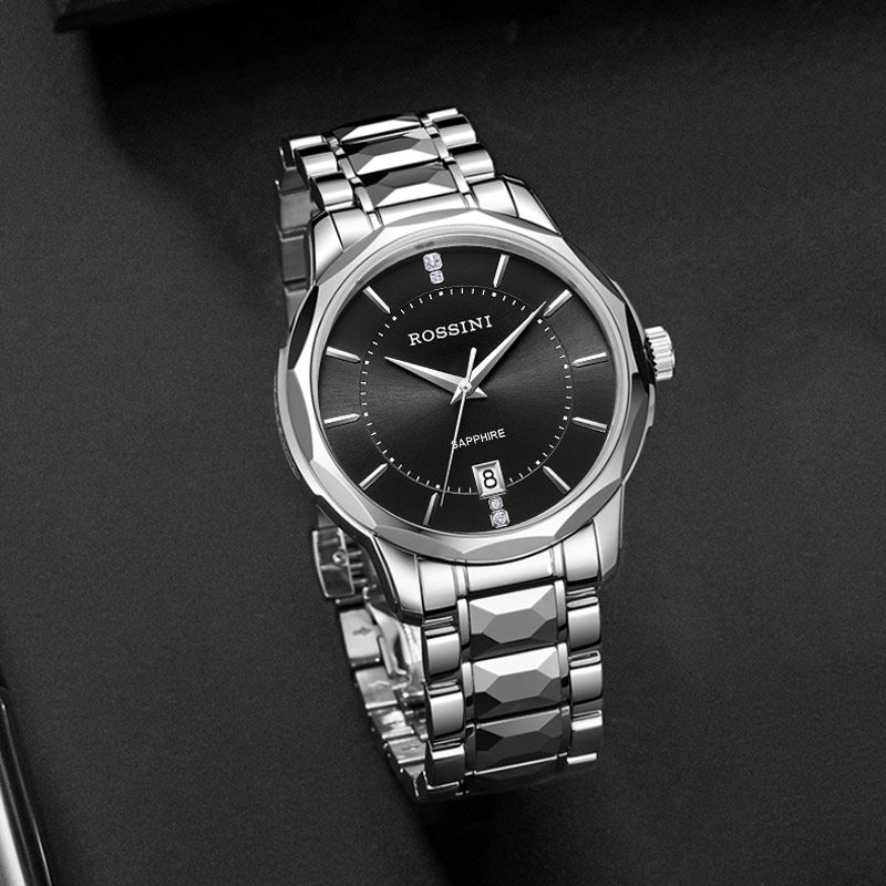 罗西尼手表男正品钨钢商务石英表防水日历潮流石英女士腕表519889
