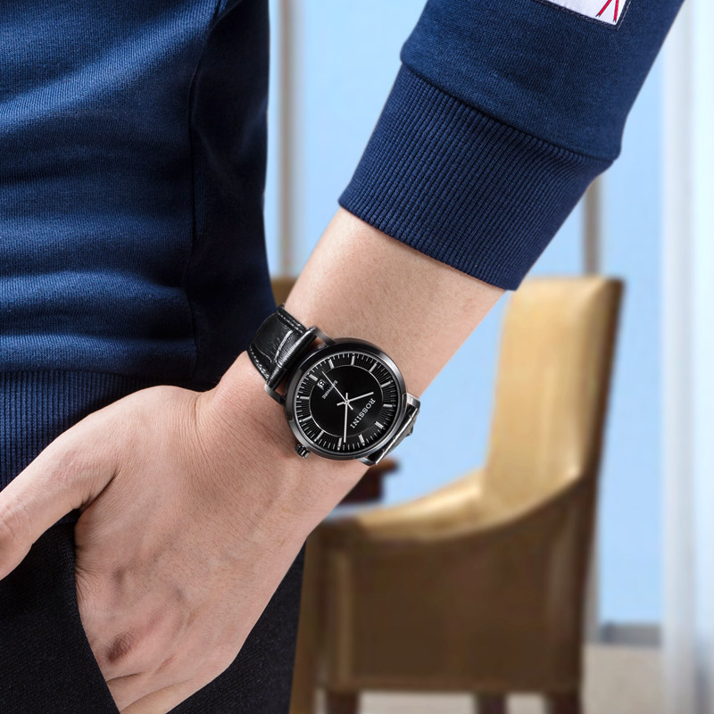 罗西尼手表男启迪系列男士皮带休闲学生简约时尚防水石英男表5613