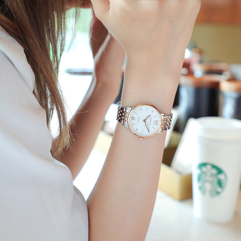 罗西尼手表女正品简约清新休闲石英女表精钢防水时尚女士表716728