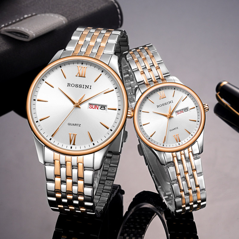 罗西尼双历防水情侣商务女石英表 罗西尼outlets店国产腕表