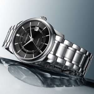 罗西尼手表男正品钢带夏季日历机械表透底商务男表时尚腕表616725