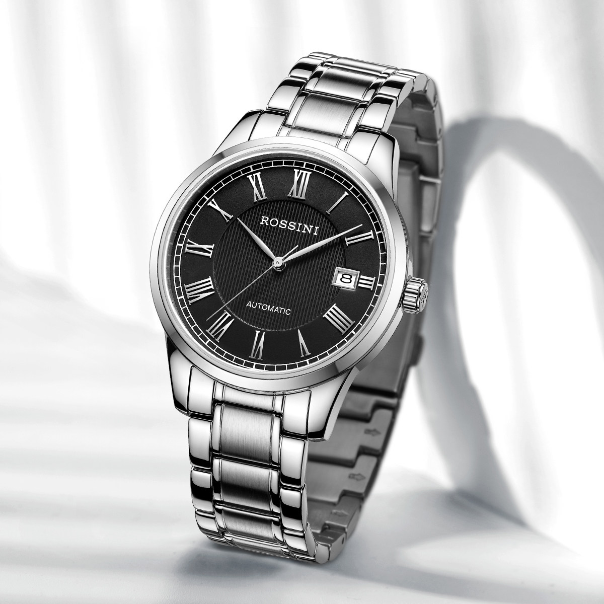 罗西尼自动防水休闲钢带商务机械表 罗西尼outlets店国产腕表