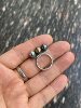 Colorful 8 8.5mm Tahitian 3-bead balance beam ring 18k thick gold arm inlaid, shot in natural light