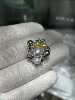 Wild seedless keshi multi-bead ring, about 4 7mm points, 18k natural diamonds