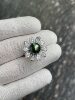 Gold Heart 10.98mm Malachite Green Tahitian Pearl Ring Sunflower Design Shot by Seiko S925 Natural Light