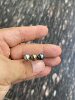 Colorful 8 8.5mm Tahitian 3-bead balance beam ring 18k thick gold arm inlaid, shot in natural light