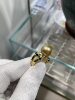 Thick gold 13.5mm South Sea gold bead ring, personalized design, heavy s925 inlay