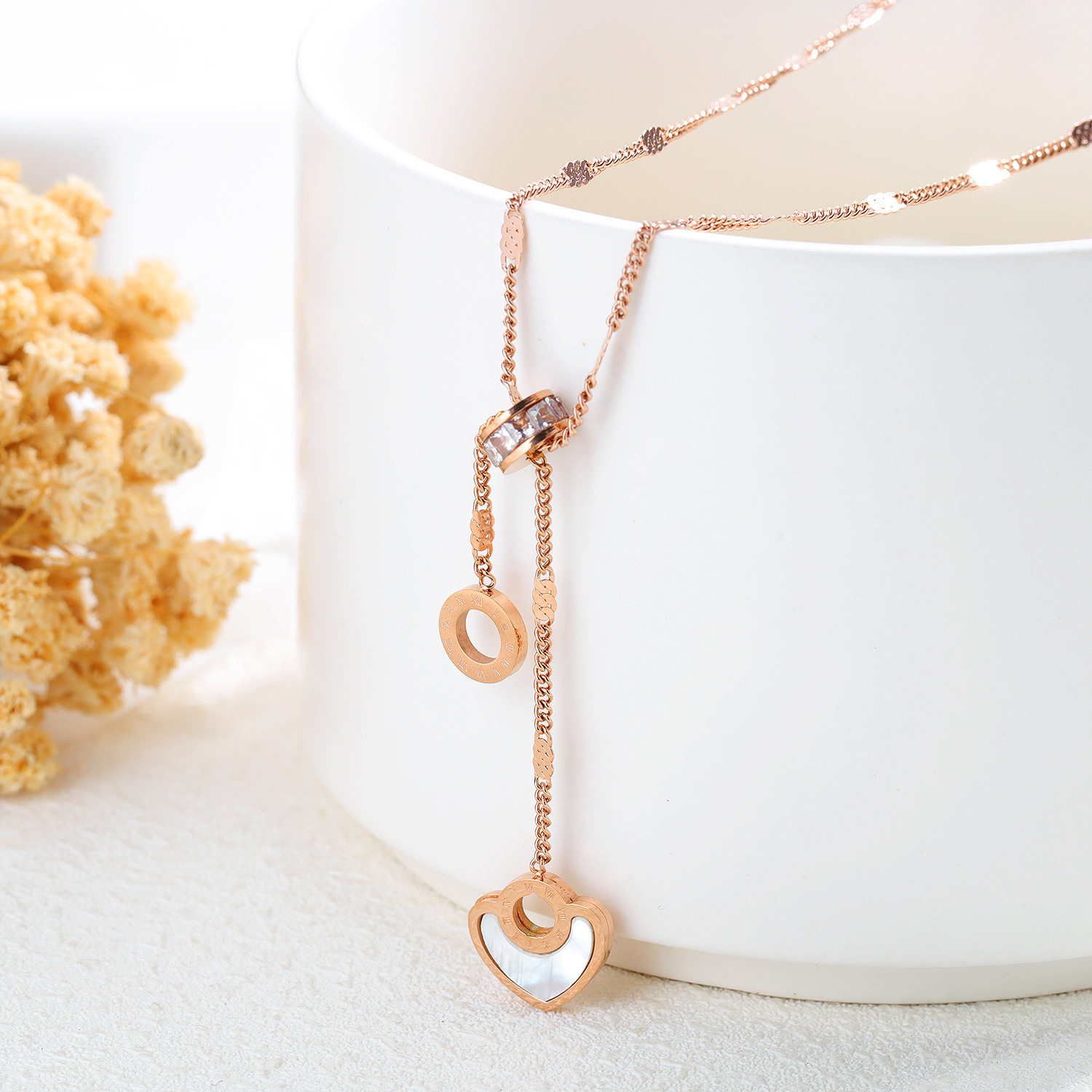 美肯韩版18k玫瑰金蝴蝶女白锁骨链 美肯项链