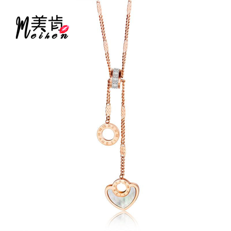 美肯韩版18k玫瑰金蝴蝶女白锁骨链 美肯项链