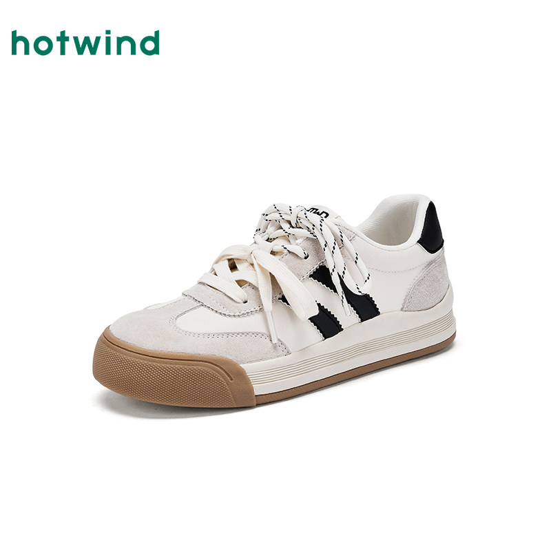 热风平底德训鞋女鞋2025年秋季新款女士复古小白鞋子简约百搭板鞋,淘宝优惠券,粉丝福利购,淘宝优惠卷