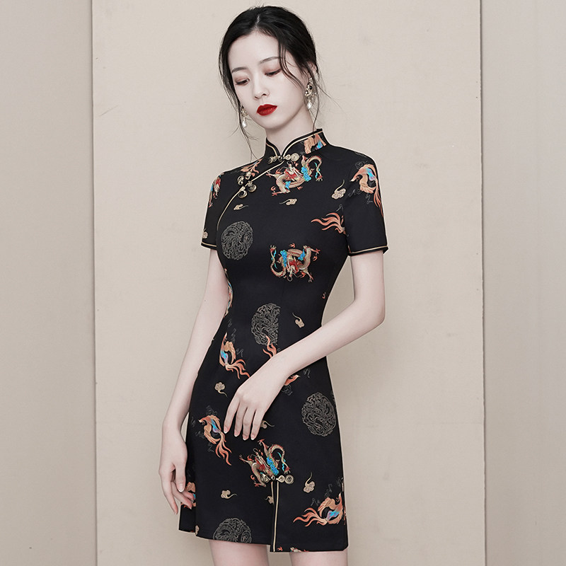 蚀骨旗袍中国风年轻款少女连衣裙 乐森尼旗袍