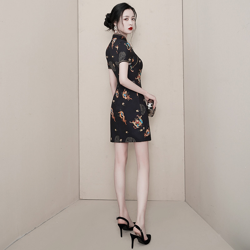 蚀骨旗袍中国风年轻款少女连衣裙 乐森尼旗袍