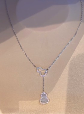 S925纯银天然紫玉髓双面葫芦项链轻奢时尚高级感锁骨链简约百搭