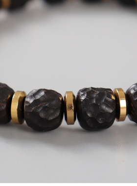 原创手作椰蒂无相老型桶珠手链 925银格桑花手链 男女饰品