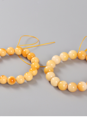 缅黄光面圆珠手链 原矿缅甸黄龙玉单圈手串男女 珠宝饰品