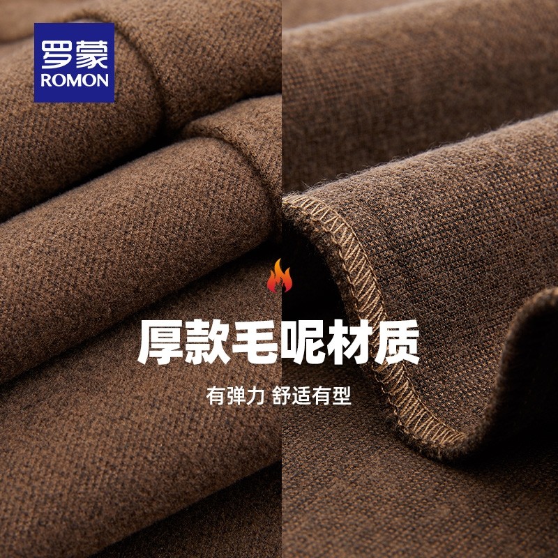 Romon 罗蒙 23年冬季新款 毛呢纯色保暖 男式休闲裤 天猫优惠券折后￥79包邮（￥400-321）3色可选