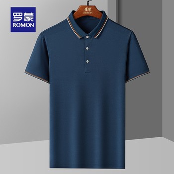 Romon Men's Short-Sleeved Polo Shirt 2024 Summer Stretch Simple Business Casual Versatile Lapel Short-Sleeved T-Shirt for Men